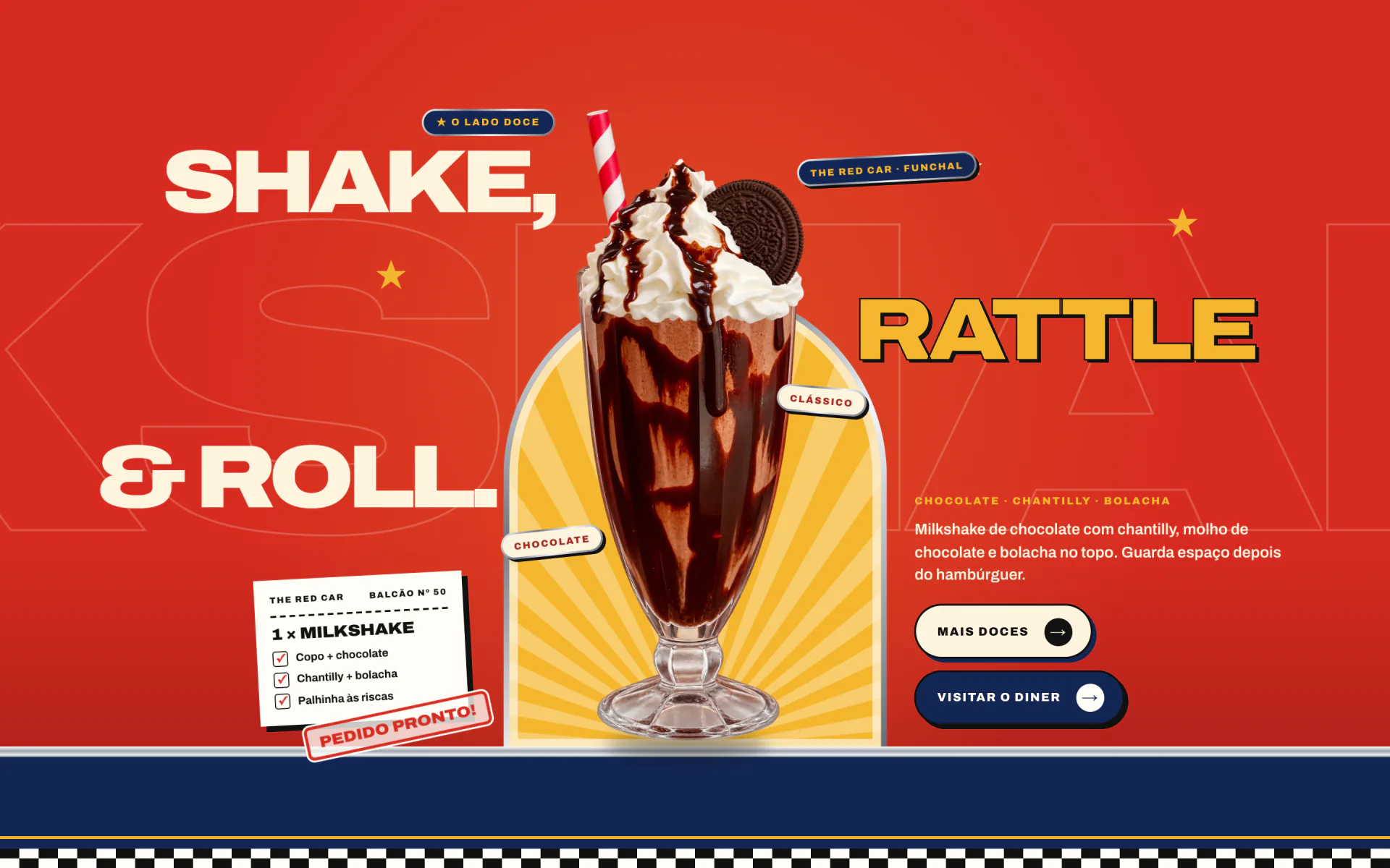 Secção vermelha dos batidos, "Shake, Rattle & Roll."